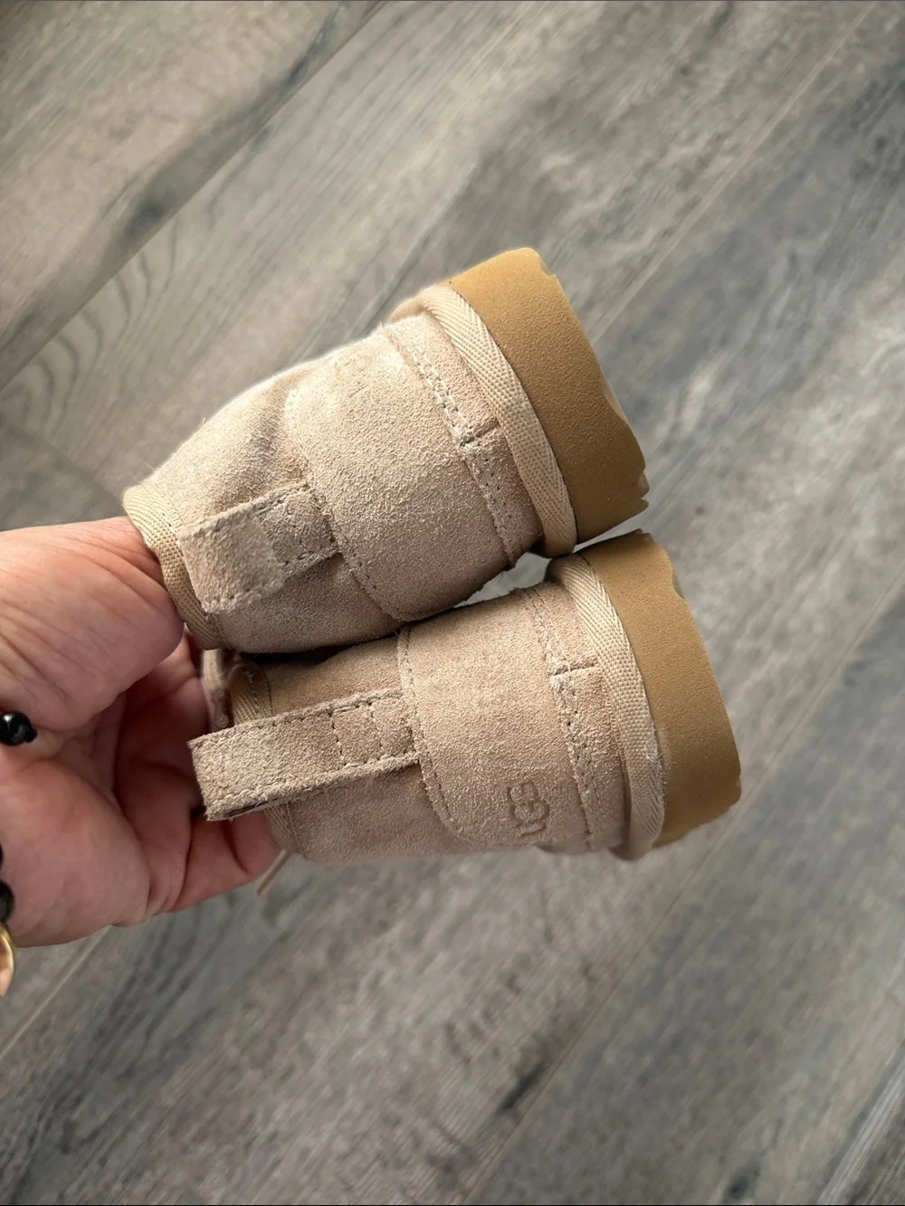 UGG Kids Tan Suede Ankle Boots with Lace and Side Zip